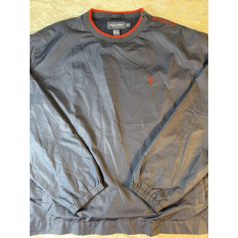 Polo Golf Ralph Lauren Wind Shirt XL Navy Red Pullover Golf‎ Jacket Mesh Lined